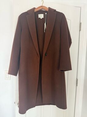 Vince Chocolate Brown Single-Button Wool Coat